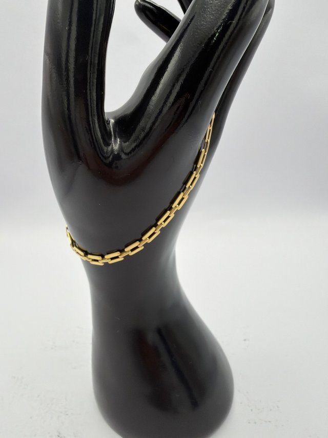 Pulsera oro 18k eslabón plano cuadrado