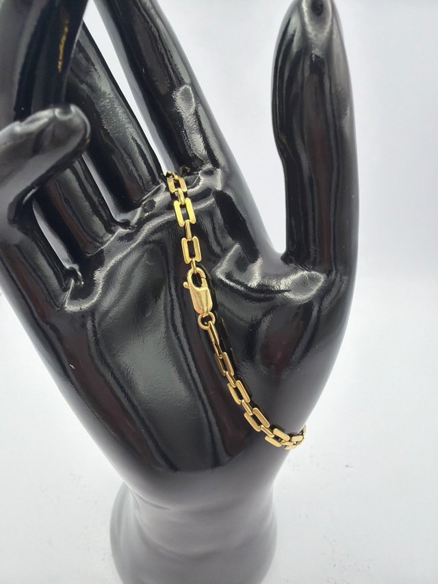 Pulsera oro 18k eslabón plano cuadrado