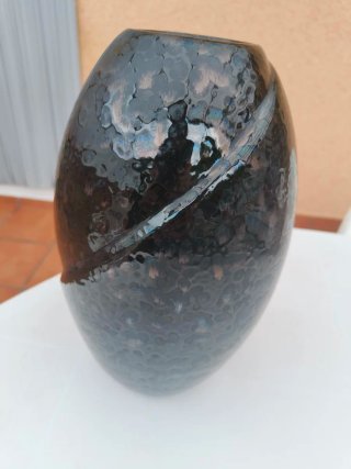 Jarrón Cerámica Negro y Multicolor