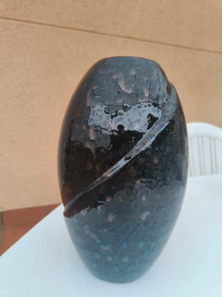 Jarrón Cerámica Negro y Multicolor