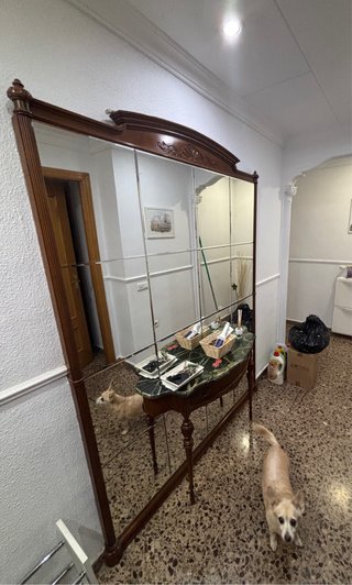 Espejo recibidor madera y mármol