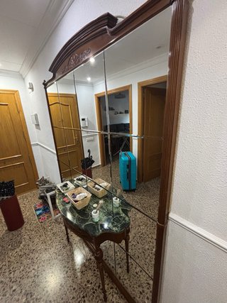 Espejo recibidor madera y mármol