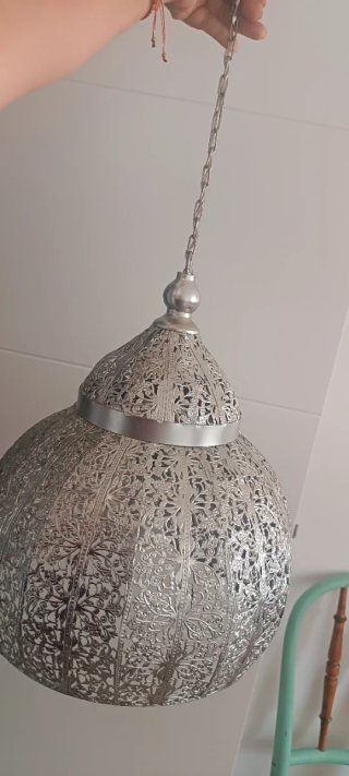 Lámpara colgante metal estilo árabe plateada