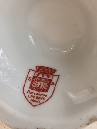 Jarrón Vintage Limoges Azul y Blanco