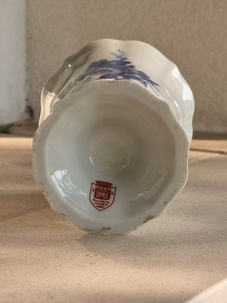 Jarrón Vintage Limoges Azul y Blanco