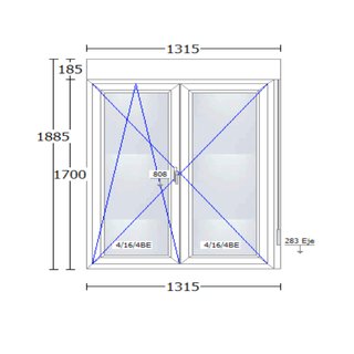 5 Ventanas PVC CORTIZO 131,5 x 188,5 NUEVAS