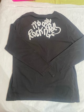 Camiseta Rolling Stones Union Jack Negra Manga Lar