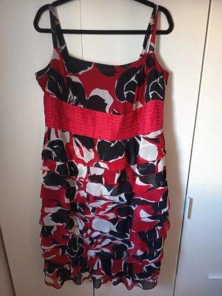 Vestido señora rojo y negro tirantes