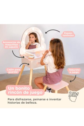 Tocador infantil con espejo y luces