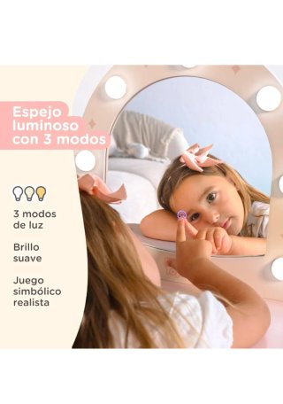 Tocador infantil con espejo y luces