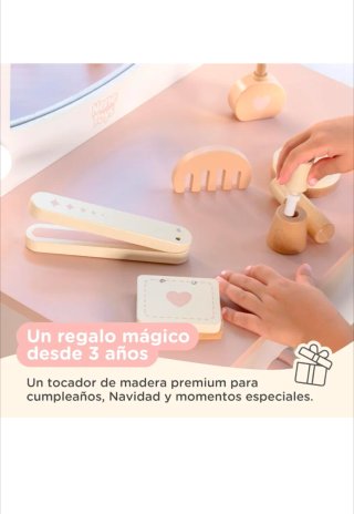Tocador infantil con espejo y luces