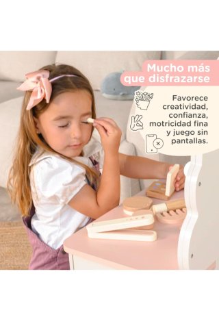 Tocador infantil con espejo y luces