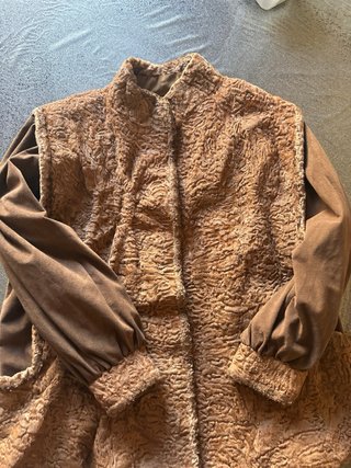 Giacca lana agnello vera pelle scamosciata vintage
