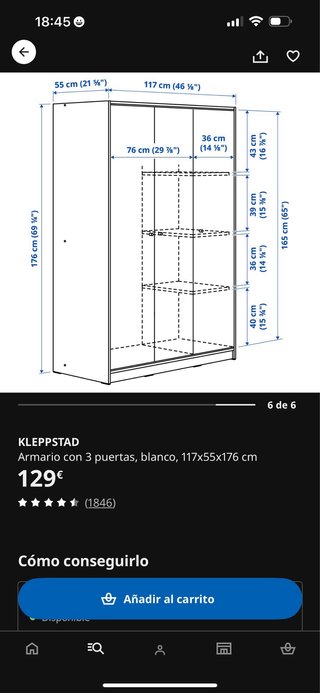 Armario 3 puertas blanco KLEPPSTAD