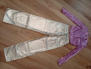 Conjunto fiesta lentejuelas rosa y plateado