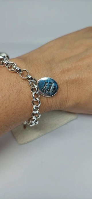 Pulsera plata 925 dije Good Luck de la suerte