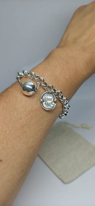 Pulsera plata 925 dije Good Luck de la suerte