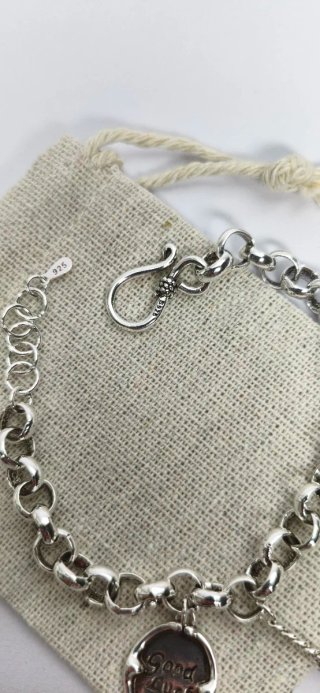 Pulsera plata 925 dije Good Luck de la suerte