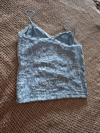Top de encaje azul mujer