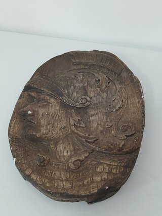 Antico Bassorilievo Ovale Gesso Marte Guerriero