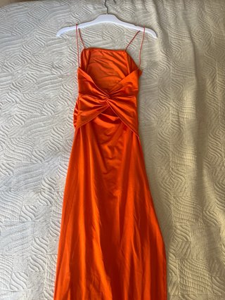 Vestido naranja largo verano ajustado