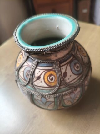 Jarrón Cerámica y Alpaca Multicolor