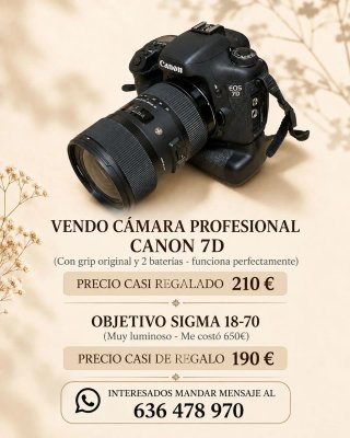 Canon EOS 7D Cámara Profesional + Objetivo Sigma