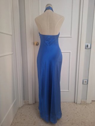 Vestido largo azul halter