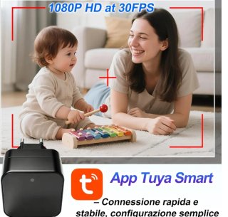 Mini Telecamera sorveglianza WiFi 1080P 2-in-1 New