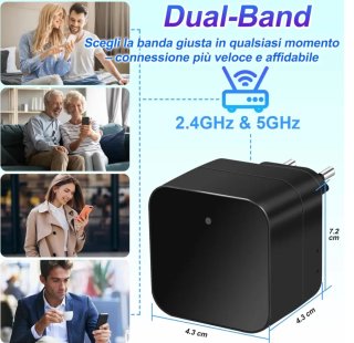 Mini Telecamera sorveglianza WiFi 1080P 2-in-1 New