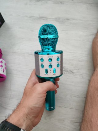 Micrófono Karaoke Bluetooth Rosa y azul