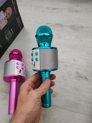 Micrófono Karaoke Bluetooth Rosa y azul