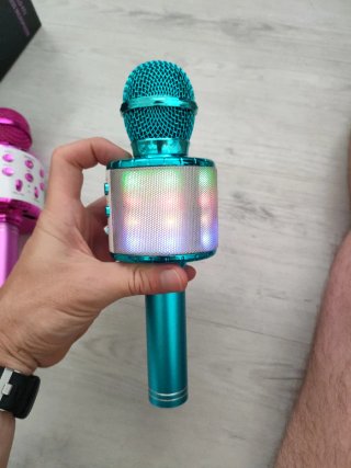Micrófono Karaoke Bluetooth Rosa y azul
