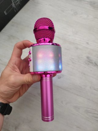 Micrófono Karaoke Bluetooth Rosa y azul