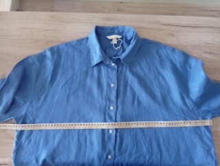Camisa Lino Oversize Azul