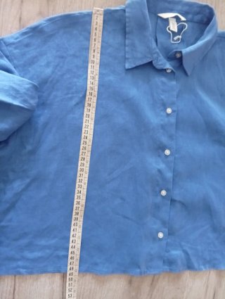 Camisa Lino Oversize Azul