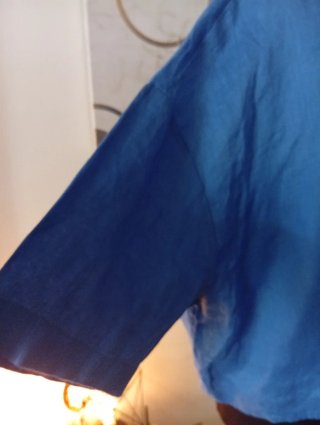 Camisa Lino Oversize Azul