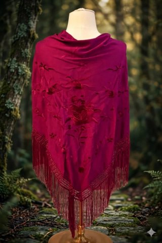 Manton rojo burdeos bordado unitono