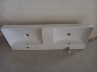 Lavabo Doble Roca Porcelana Blanca 120x46