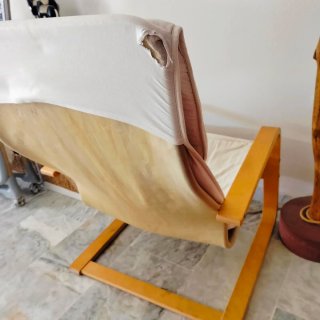 Butaca Ikea Beige Tela y Madera Pino