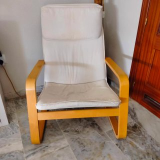 Butaca Ikea Beige Tela y Madera Pino
