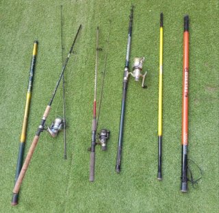 Lote 6 cañas de pescar 3 con carrete y 3 telescopi