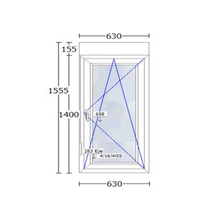 Ventana PVC CORTIZO 63 x 155,5 NUEVA