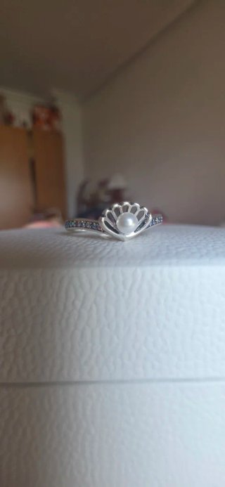 Anillo Pandora Concha Perla Ariel sirenita Disney