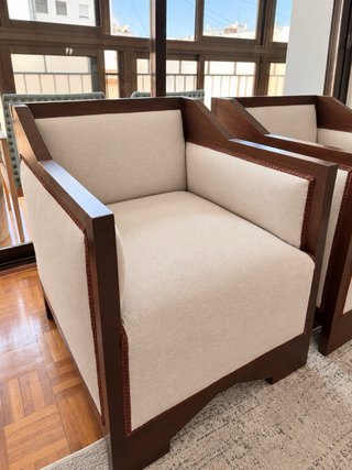 2 sillones vintage tapizados beige | Butacas