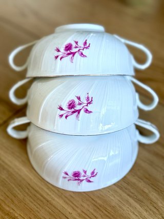 Limoges Bernardaud 3 tazas de consomé porcelana