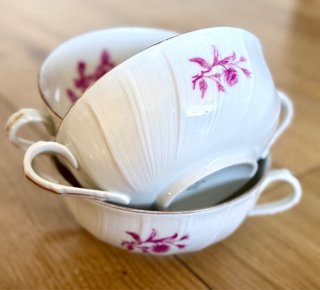 Limoges Bernardaud 3 tazas de consomé porcelana