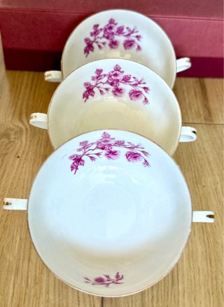 Limoges Bernardaud 3 tazas de consomé porcelana