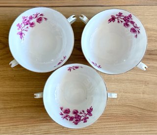Limoges Bernardaud 3 tazas de consomé porcelana