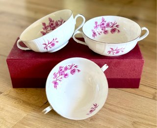 Limoges Bernardaud 3 tazas de consomé porcelana